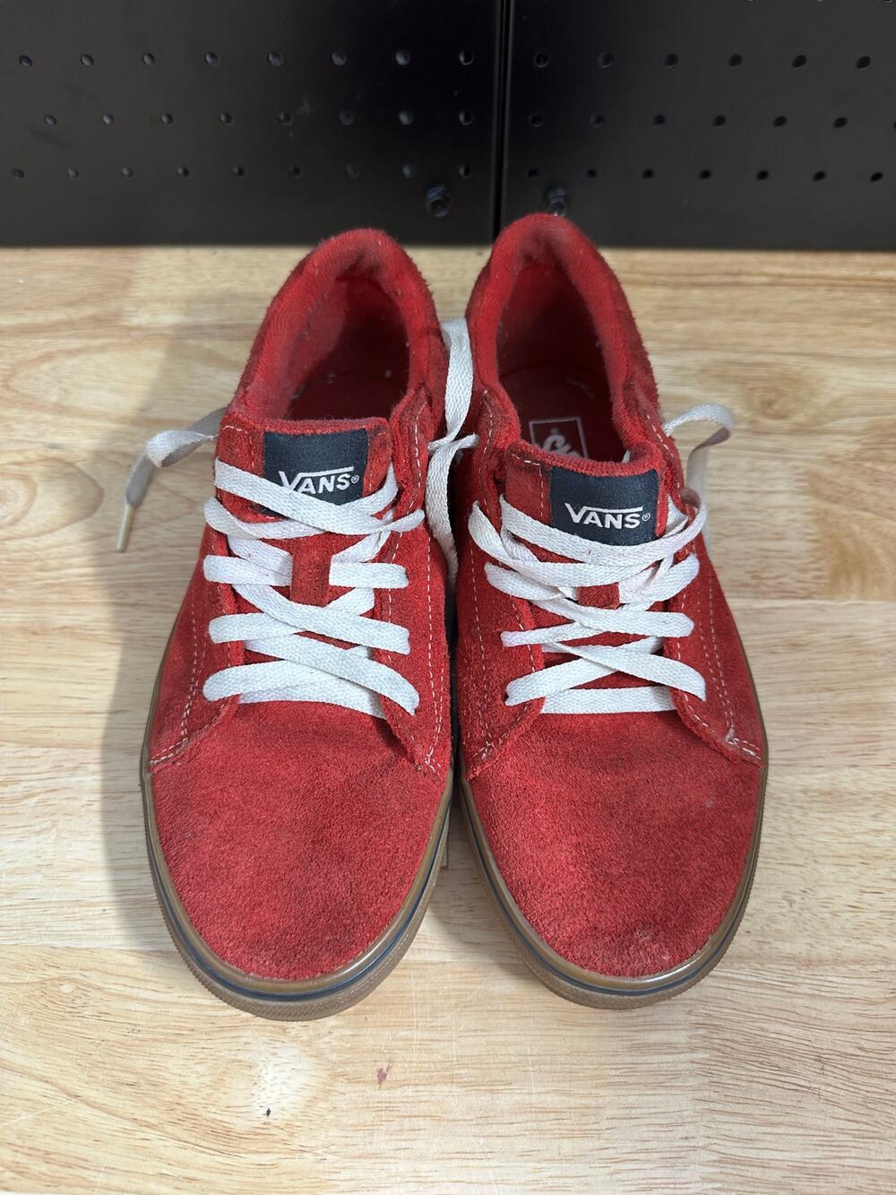Vans Youth size 5.5 Red Suede Skate Shoes Gum Sole Kids Sneakers